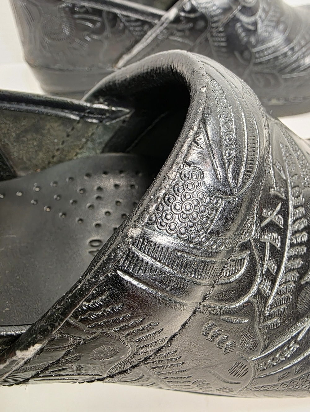 Dansko Black Embossed Leather Clogs - Picture 5 of 14